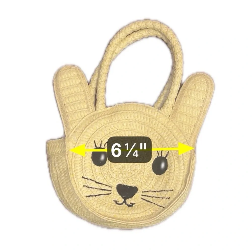 Baby‎ GAP Cream Rabbit Face Handbag w Woven, pink interior & Bunny Shape